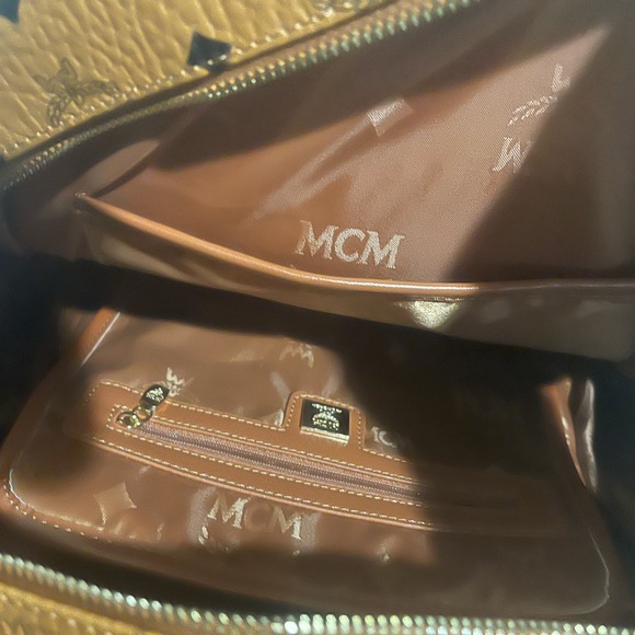 MCM Large Brown Vintage Leather Portable Rucksack Backpack Travel Multipurpose - Picture 5 of 6